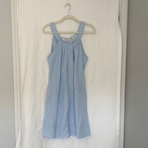 Light Blue Midi Dress - Sleeveless Pleated Sundress